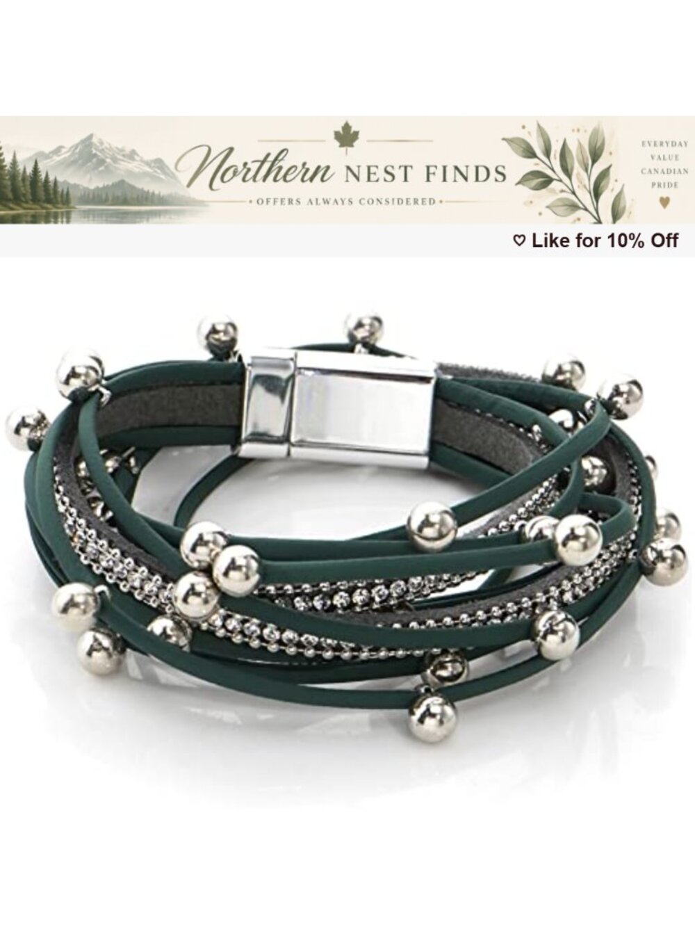 Faux Leather Braided Wrap Bracelet Cuff Bangle Magnetic Buckle 15.4"